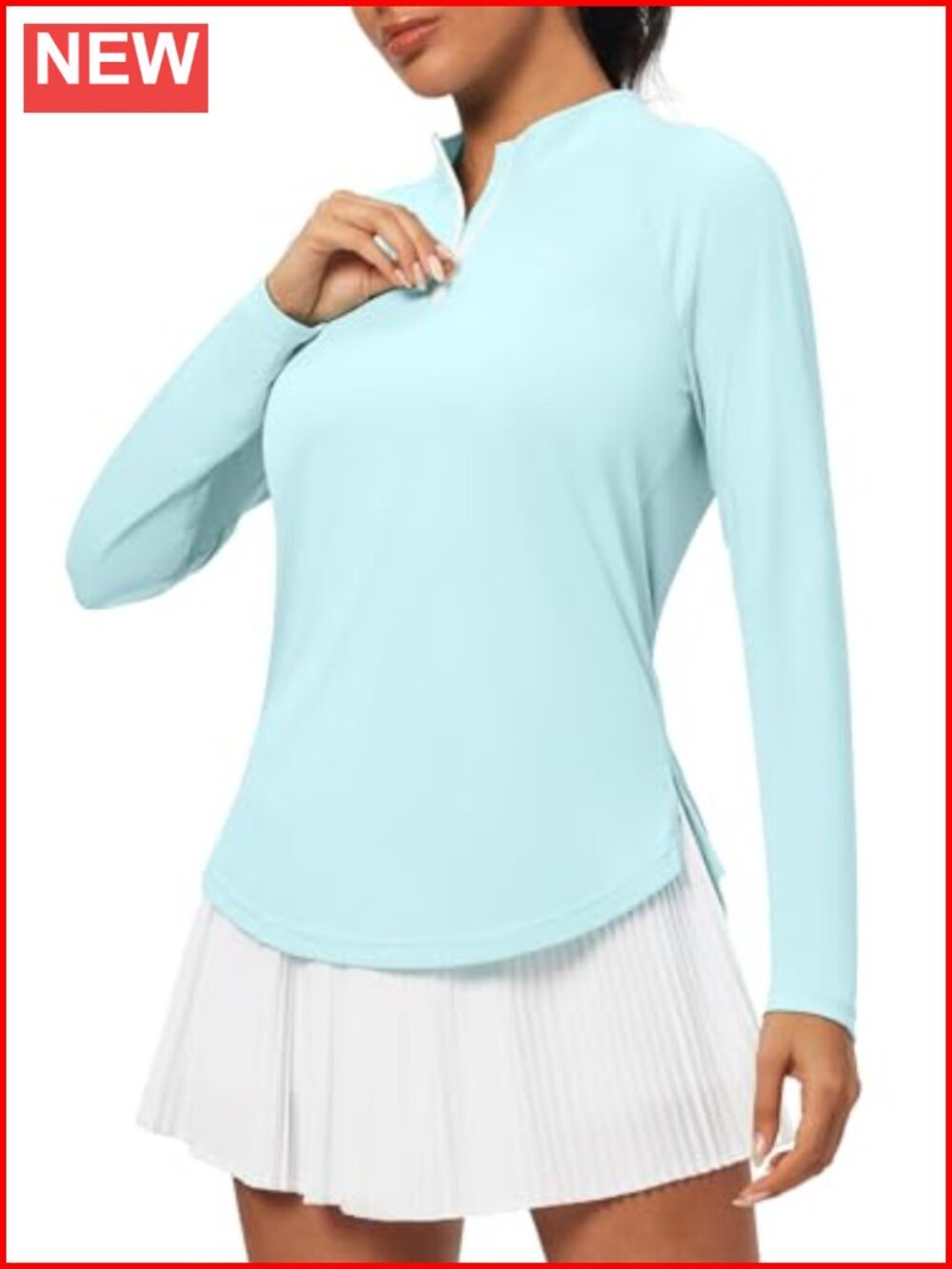Womens Long Sleeve Workout Top UPF 50+ UV Protection Quarter Zip Golf Shirt